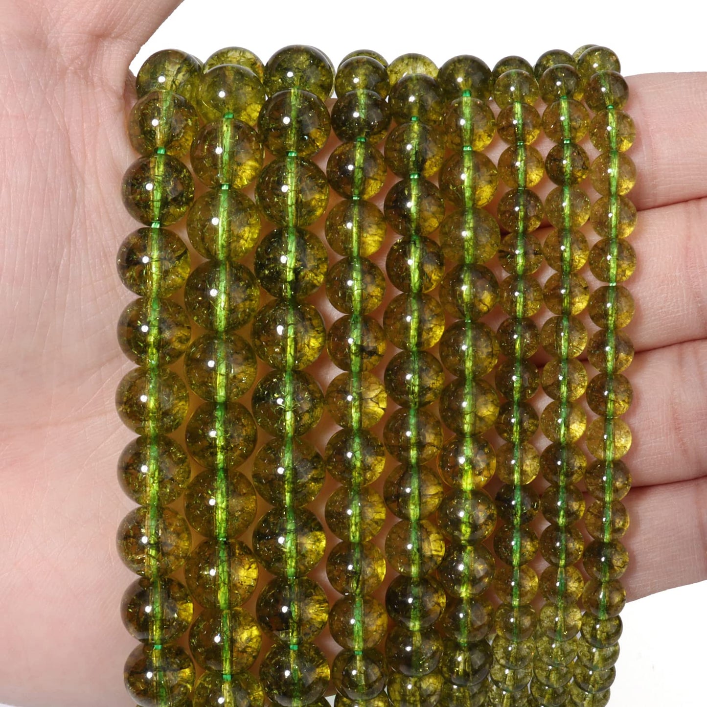 60pcs 6mm Natural Stone Beads Peridot Jade Beads Energy Crystal Healing Power Gemstone for Jewelry Making, DIY Bracelet Necklace