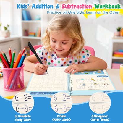 AALGO Magic Grooved Handwriting Practice Book for Kids Ages 3–8, Reusable Letter Tracing Book with Disappearing Ink, Preschool Activity Books, 3D Groove Writing for Early Learning & Fine Motor Skills