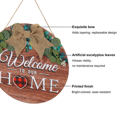 Giftgarden Welcome Home Sign for Front Door with 14 Changeable Icons, Seasonal Door Wreaths Outdoor Porch Decor, All Season Holiday Housewarming Gift