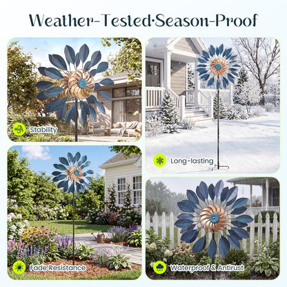 Homdox 84 Inch Kinetic Wind Spinner for Yard and Garden, Large Metal Wind Sculpture Outside Patio Decor 360 Degree Rotation with Adjustable Height, Housewarming Gift for Backyard Landscape Lawn Art
