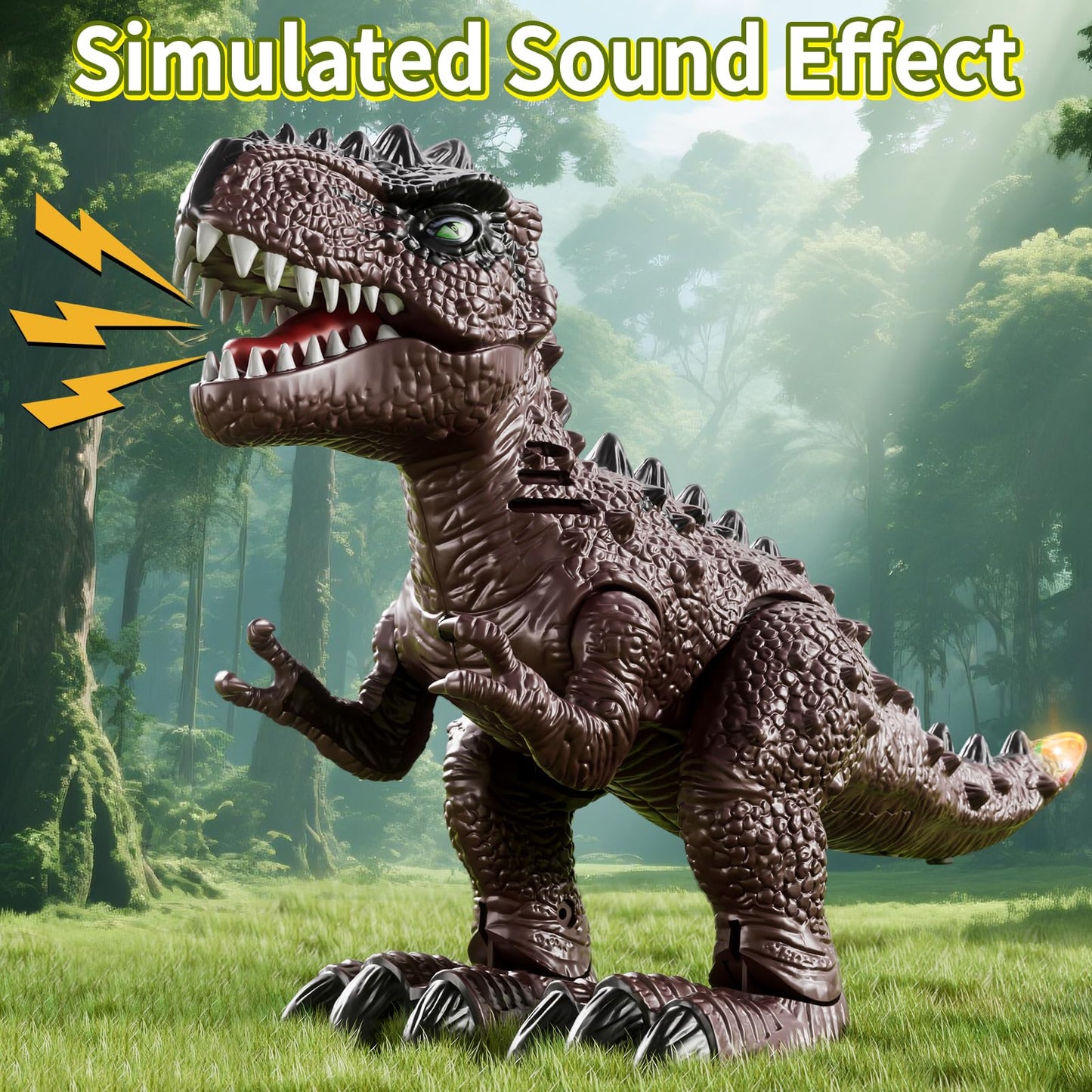 Lucky Doug 3 Pack Electric Realistic Dinosaur Toys with Simulated Sounds ＆ Lights for Boys Kids Aged 3 4 5 Years Old - Perfect Jurassic Tyrannosaurus Rex Gift for Birthday 3-5 Years
