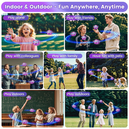 NWLAEWR Flying Orb Ball Toy, 2026 Upgrade Hand Controlled Hover Ball with LED Lights,360° Rotating Boomerang Globe Cool Mini Drone, Ideal Birthday&Christmas Gift for Boys Girls-Bright Purple