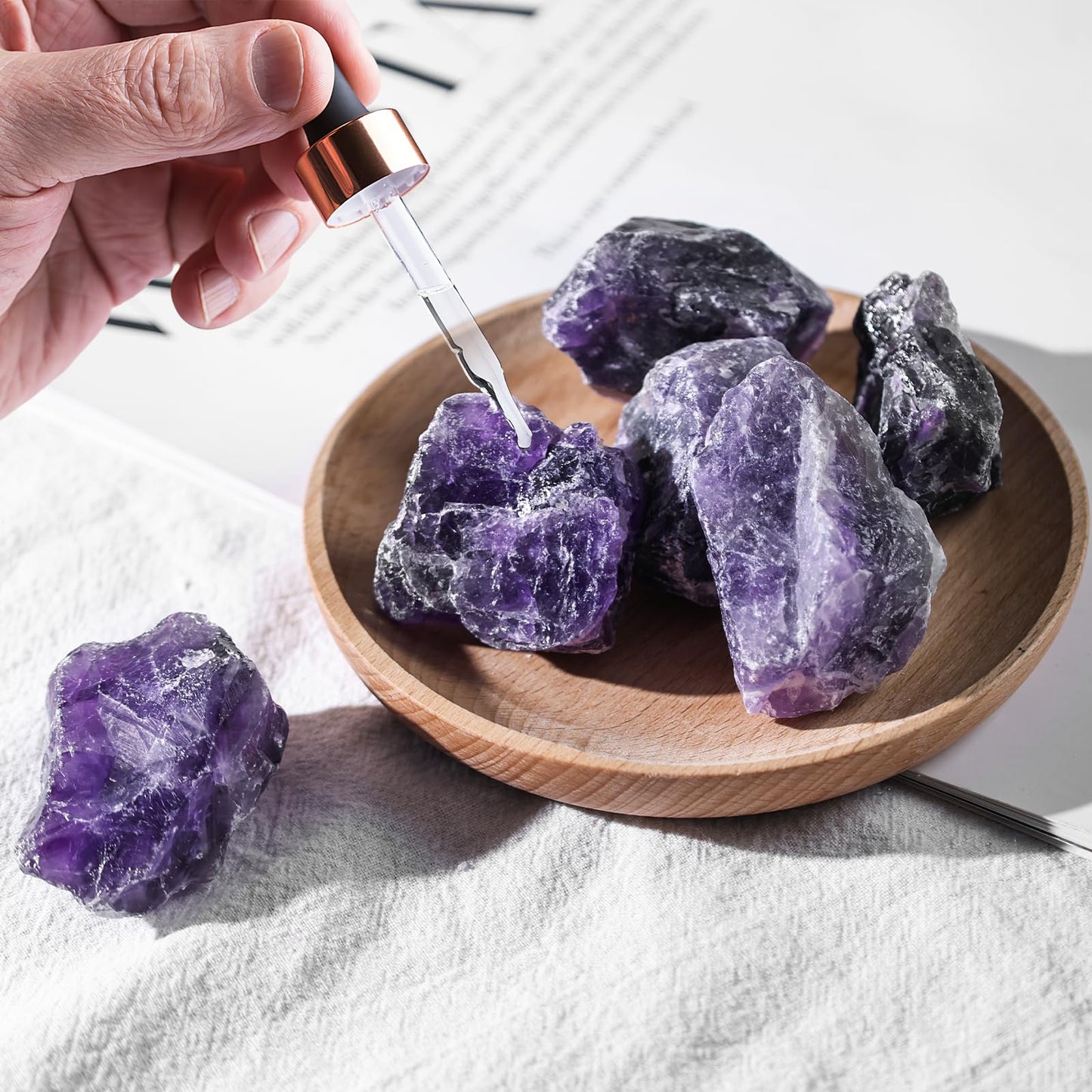 JOHOUSE 6PCS Amethyst Crystal with Jar, Natural Rough Stones Crystal Large Raw Quartz Healing Gemstones for Reiki, Fountain Rocks, Polishing, Wicca（1.6x1.2inch)