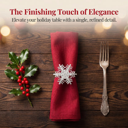 Christmas Napkin Rings Set of 8, Snowflake Metal Napkin Ring Holders, Silver Napkin Buckles for Christmas Table Decor, Holiday Party Dinner Wedding Banquet Table Settings Accessories