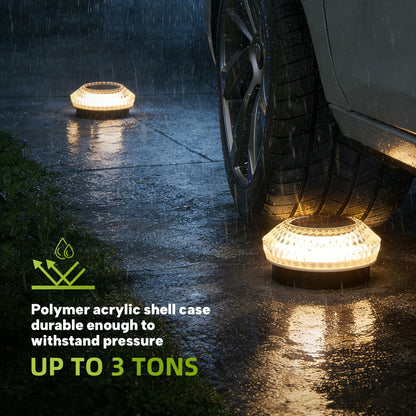 Solar Deck Lights Outdoor - IP67 Waterproof Solar Driveway Dock Lights, 12PK Solar Pthway Lights, Outdoor Warning Step Lights for Driveway Sidewalk Garden Pathway Yard Stair Backyard Decor(Warm White)