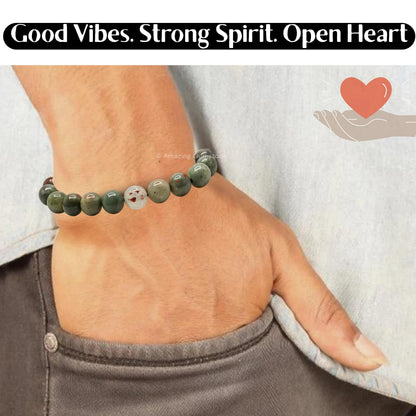 Amazing Gemstone African Bloodstone Bracelet for Women Men's Gifts - Protection Healing Crystal Bracelet - 8mm Gemstone Beaded Adjustable Bracelet Pulseras Para Hombres Mujer Stocking Stuffers