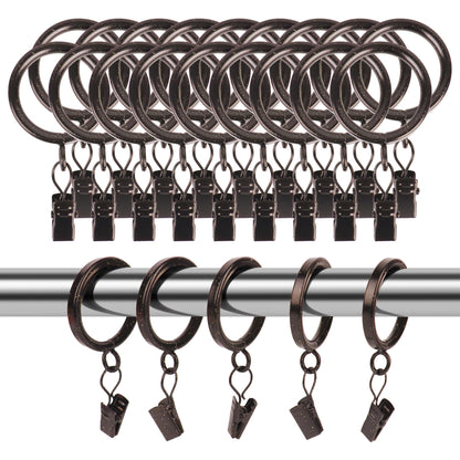 XHLTTBD 38 Pack 1.25 Inch Half-Round Coffee Gold Curtain Clip Rings - Heavy Duty Iron, Quiet Glide, Rustproof, Fits 1.0-1.2 Inches (Curtain Rod Required, Non-Drill)
