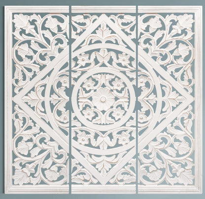 James Symfony Decorative Wall Panels - Living Room Wall Art Decor, Bedroom Decor, Christmas Wall Decor, Set of 3 - 36x12 Inch White