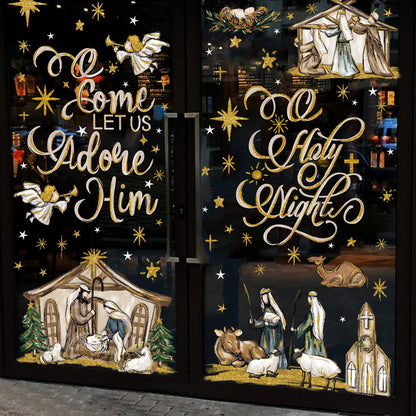 DULEFUN Christmas Window Clings 6 Sheets Jesus Nativity Window Stickers Decals Double-Sided Christmas Glass Window Decoration for Xmas Home Kitchen Office Decor Winter Holiday New Year