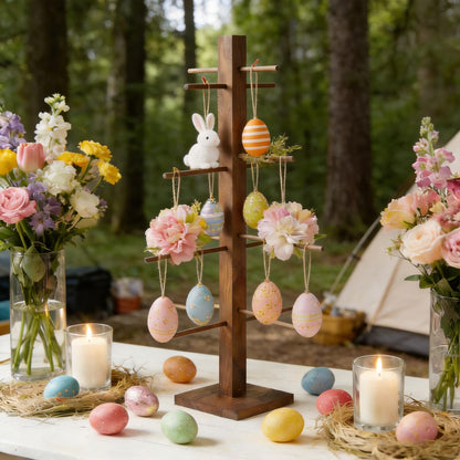 32 inch Easter Farmhouse Ornament Tree Display Stand Artificial Easter Egg Display Tree Tabletop Decor Wood Rustic Trees for Wedding Anniversary Christmas Birthday Farmhouse Party Home Decoration