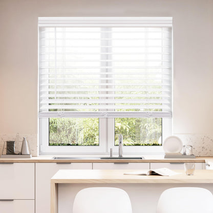DEZ FURNISHINGS Cordless 2" Faux Wood Blind, 46.5" W x 48" H, White