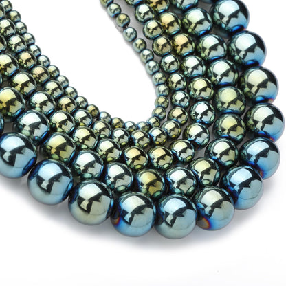 Zenkeeper 108Pcs Green Hematite Stones Beads Spacer Loose Beads Bulk with Holes Handcrafted for DIY Bracelets Jewelry Making Crafts Supplies