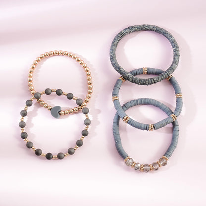 RISHEGAE Heishi Beaded Stretch Bracelets for Women Stackable Polymer Clay Beads Bracelets Friendship Boho Summer Beach Bracelet Jewelry Set
