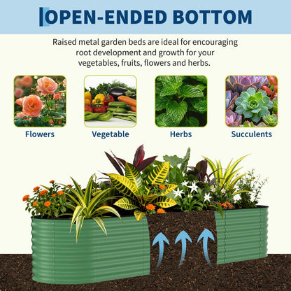 GarveeLife 8x2x2 ft Galvanized Raised Garden Bed - 24“ Tall Metal Planter Box for Vegetables, Flowers, Herbs, Rust-Resistant Outdoor Garden Box, Easy Assembly Raised Beds for Gardening, Green