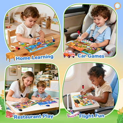JoyCat Search and Find Activity Books, Preschool Learning Game Activities for Toddlers & Kids Ages 3-5, Travel Toys for Road Trip Car Airplane, Birthday Gifts for Girls and Boys 4-8