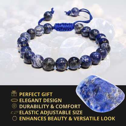 ANAYA AGATE Healing Crystal Bracelet – Chic Gemstone Bracelet for Men and Women – 8mm Round Bead Bracelets for Spiritual Healing, Protection, Positive Energy - Sodalite