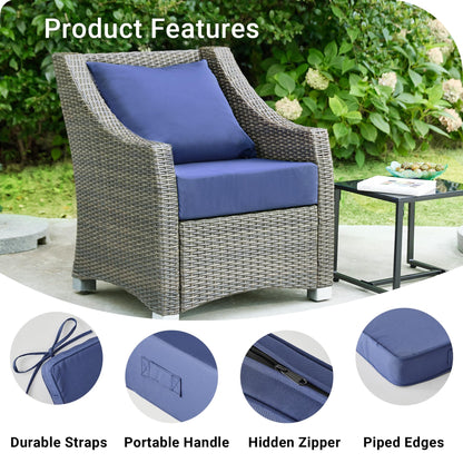 IPYNBAP Outdoor Cushions for Patio Furniture,Outdoor Seat Cushion Set 24 x 24 x 5.75 Inch,Waterproof & Fade Resistant Outdoor Chair Cushions,Deep Patio Chair Cushion with Removable Cover,Navy Blue