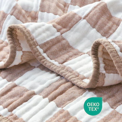 BEILIMU 2 Pack Bear Security Blanket Soft Baby Lovey Fluffy Blanket + Muslin Baby Blanket Unisex with Checkerboard Design Coffee