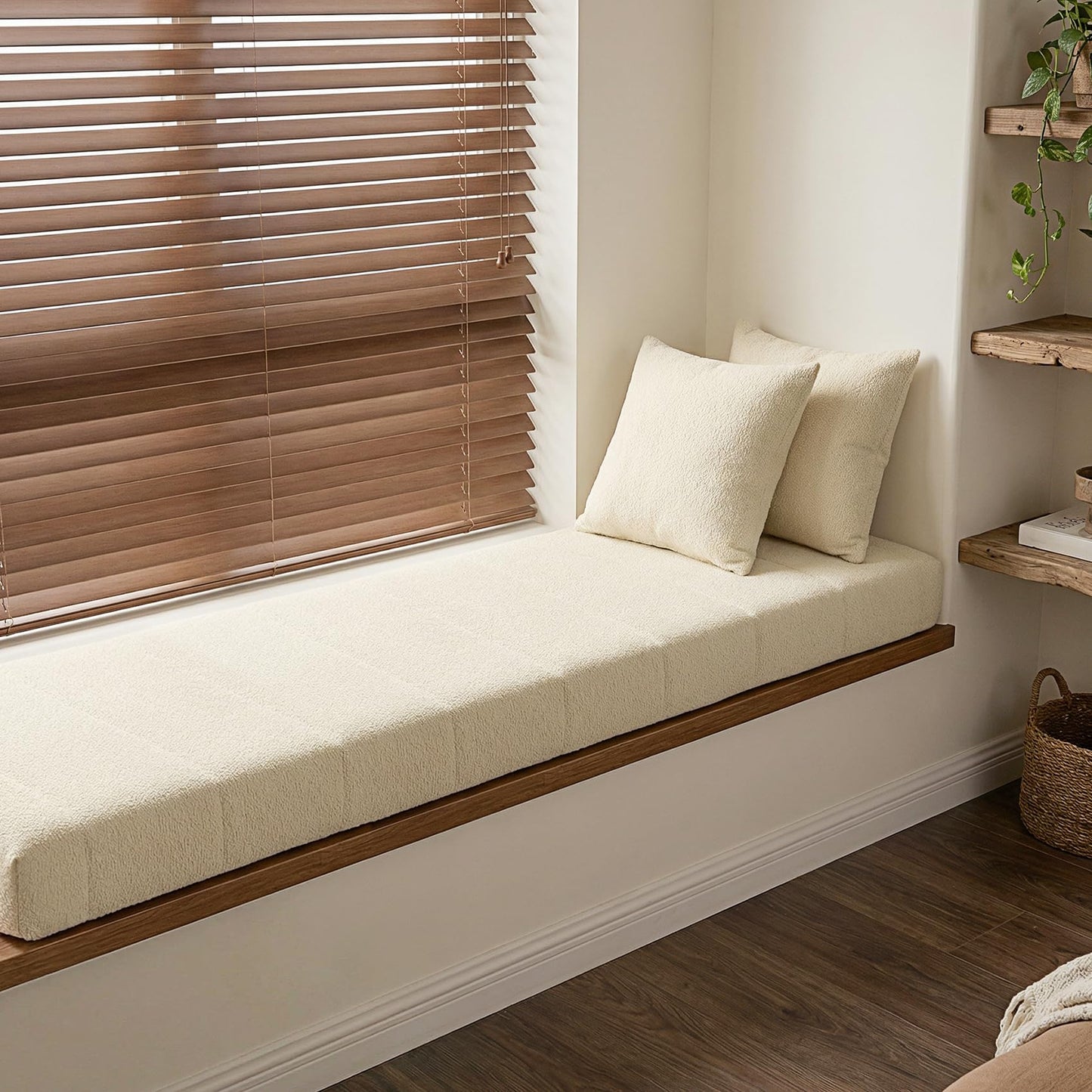 ROFIELTY Window Seat Cushions Indoor, Anti-Cat Scratch Custom Bench Cushion, High Resilience Non Slip Bay Window Cushion, Bench Cushions for Indoor Furniture