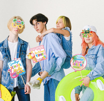 School's Out for Summer Photo Props Last Day of School Decorations Peace Out School Hello Summer Photo Booth Props Goodbye School Hello Pool Summer Vacation Party Decoration Supplies 35 Pieces