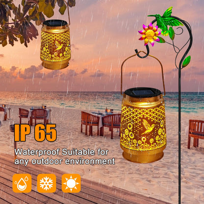 Mothers Day Gifts Solar Lanterns Outdoor Waterproof Hummingbird with Shepherd Hook,Hummingbird Garden Decor Birthday Gifts for Women Mom,Hanging Solar Lights Metal Bird Decorative for Yard,Patio,Porch