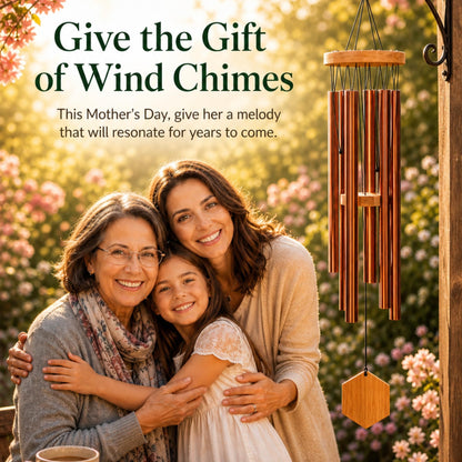 Red Deep Tone Wind Chime – Outdoor Sympathy & Memorial Gift for the Loss of a Loved One, Memorial Wind Chimes, Thoughtful Sympathy Gift for Bereavement and Remembrance. 29" Copper Red