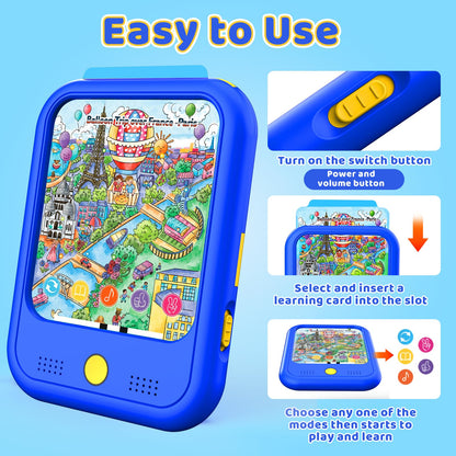 Kids Learning Tablet Bilingual, Montessori Educational Learning Toys for Toddlers 3-5 Year Olds, with 2000+ Words and Games, Autism Sensory Speech Therapy Toys, 3 4 5 6 Year Old Boy Girl Birthday Gift
