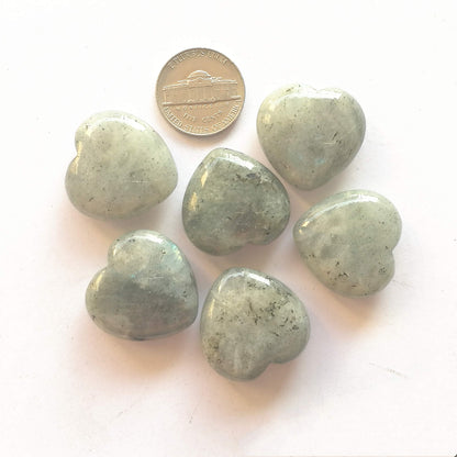 Bacatgem 3 Pcs Natural Moonstone Pocket Palm Thumb Healing Crystal Heart Love Worry Stones,1 inches Reiki Balancing Crystal and Healing Stones