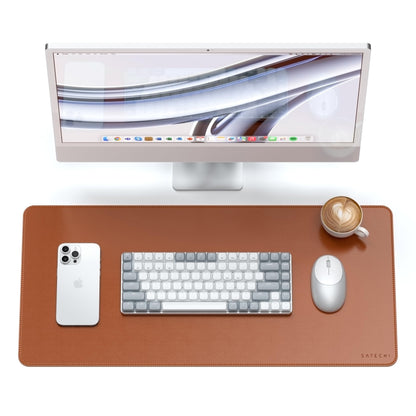 Satechi Vegan Leather Desk Mat, Large Mouse Pad Scratch and Water Resistant, Easy to Clean, Desk Pad for Office and Home, 26.8” x 12.4” x 0.1” - Brown