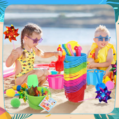 Chivao 192 Pcs Summer End of Year Student Gifts Bulk Pool Beach Party Favors Sand Bucket Shovels Bubble Wands Sunglasses Sidewalk for Classroom Summer Pool Toys Birthday Party Supplies