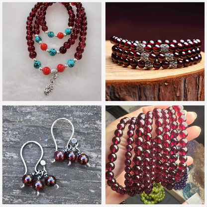 Risyfjew 50PCS 8mm Garnet Red Glass Gemstone Round Loose Beads for Jewelry Making Chakra Crystal Stone Beads for Bracelets Necklace Earrings Making Supplies (50pcs/Strand)
