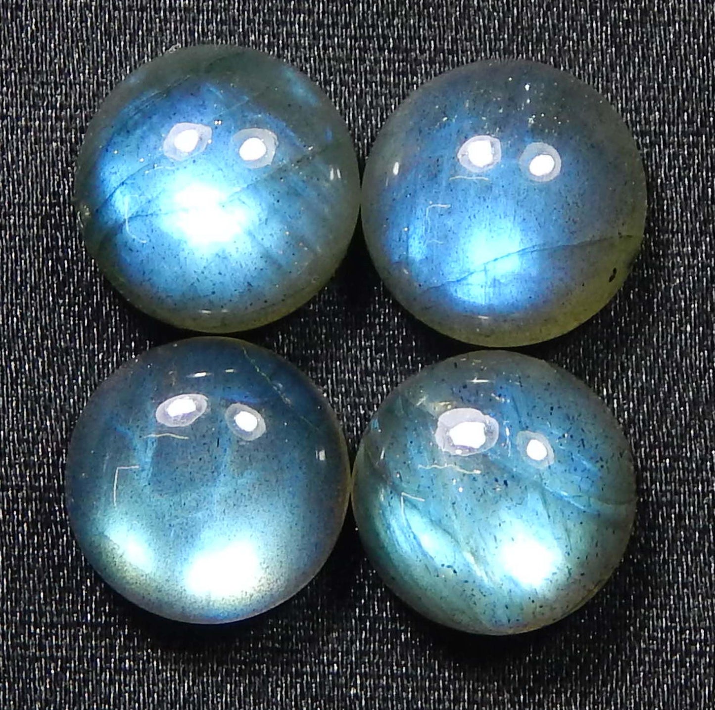 Myhealingworld 11 MM Round Blue Fire AAA Quality Natural Labradorite Calibrated Cabochon Loose Gemstone For Jewelry Making Loose Gemstone 4 pcs Box