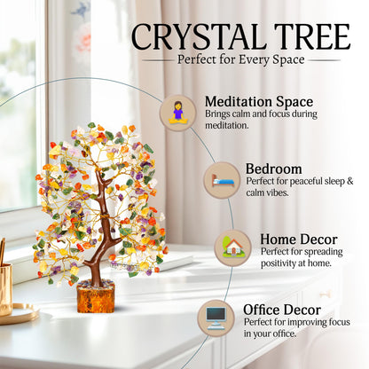 YATSKIA Chakra Tree - Crystal Tree - Stones and Crystals - Spiritual Decor - Chakra Stones and Healing Crystals - Feng Shui Decor - Crystal Gifts for Women