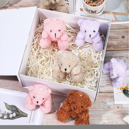 Sotiff 12 Pcs Mini Plush Bear Bulk 4 Inch Stuffed Bears Soft Tiny Animal Doll DIY Keychains Gifts for Volunteer Graduation Baby Shower Party Favors(Brown)