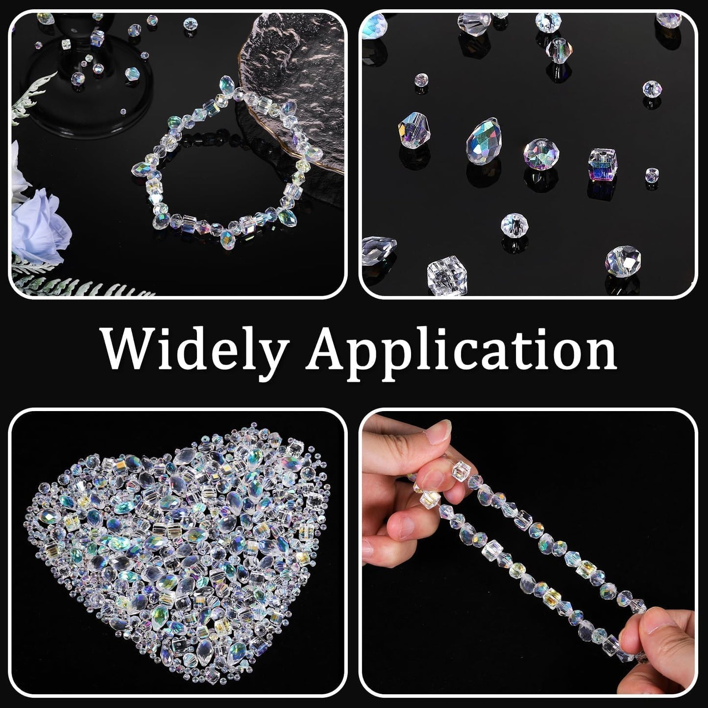 Song Xi 1500PCS Glass Beads for Jewelry Making, Assorted Faceted Crystal Beads Kit for Bracelet Earring Necklace, Horizontal Hole Crystal Teardrop for DIY Clear Christmas Gift (AB White)