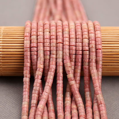BONNY BOXX 150PCs Natural Rhodochrosite Spacer Beads, Loose Semi Precious Flat Round Gemstone Heishi Disc Stone Beads for Beading Jewelry Making 4mm*2mm