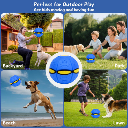 Ageroul 2-in-1 Magic Ball Toy with LED Lights – Bouncing Ball & Flying Saucer Combo, Color-Changing Boomerang Sphere for Outdoor Play, Kids & Family Games (Blue)