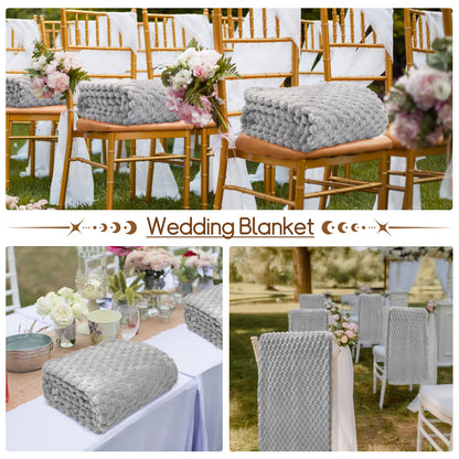 6 Pcs Flannel Throw Blanket Bulk 50 x 60 Inch, Turtle Velvet Jacquard Decorative Blankets Soft Lightweight Bed Throw for Sofa Pet Bed Party Outdoor Wedding Ideas Donation Homeless Gifts, Gray