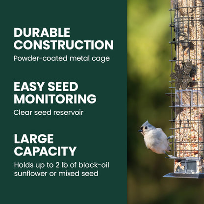 Perky-Pet 336-1SR Squirrel-Be-Gone Squirrel Proof Bird Feeder, 2LB, Outdoor Wild Bird Feeder with Weight-Activated Perches
