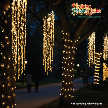 Holiday Bright Lights Indoor Outdoor 4-Ft Weeping Willow Lights 440 Warm White 5mm LED Transparent Cable