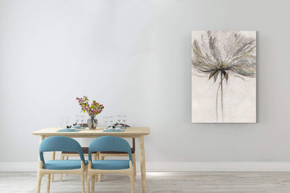 Yihui Arts Hand Painted Abstract Floral Wall Art Pictures Grey White Gold Foil Painting Sand Artwork For Bedroom Decoration