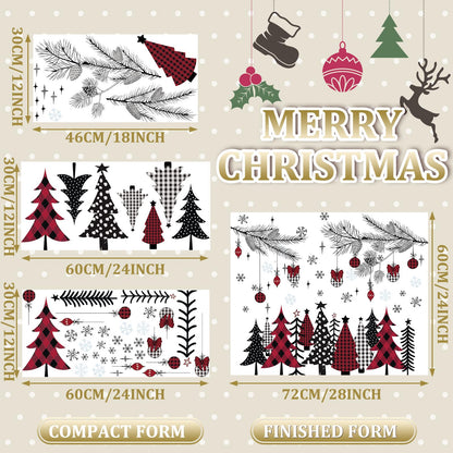 Qeeenar 3 Sheets Christmas Wall Decals Christmas Window Cling Sticker DIY Xmas Tree Stickers Removable Wall Stickers for Winter Living Room Xmas Holiday Decoration(Cute Style)