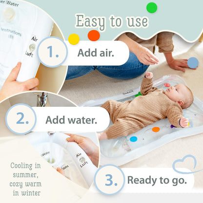 Premium Water Play Mat XXL – Award-Winning Inflatable Tummy Time Water Mat – Sensory & Motor Development Designed by Professional Educators – Certified 100% Baby-Safe Materials
