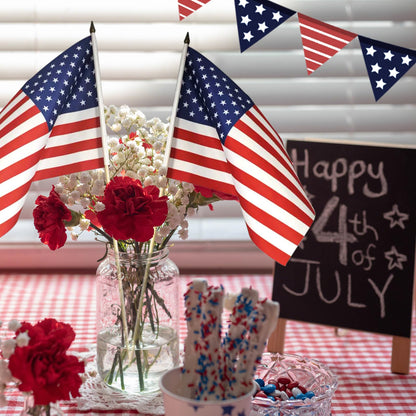 12x18 Inch American Flags on Stick - Patriotic American Flags for Outside, USA Stick Flag Perfect for Independence Day, Memorial Day, 4th of July Decorations (50)