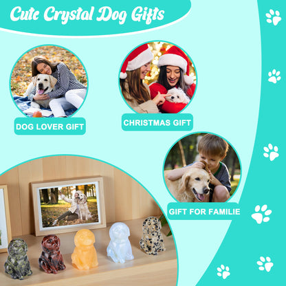 CrystalTears Dragon Bloodstone Crystal Dog Ornament, Cute Dogs Gifts for Women Dog Lovers Men Christmas, 1.5” Lucky Healing Gemstone Labrador Dogs Puppy Figurine Statue for Home Office Desk Decor