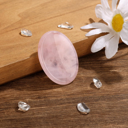 GolbalJew Rose Quartz Thumb Worry Stone for Anxiety Healing Crystals Sets, Hand Carved Crystals and Healing Stones, Meditation Crystal Reiki Natural Relax Palm Stone for Anxiety Therapy Relief