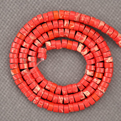 BONNY BOXX 150PCs Natural Red Imperial Jasper Spacer Beads, Loose Semi Precious Flat Round Gemstone Heishi Disc Stone Beads for Beading Jewelry Making 4mm*2mm