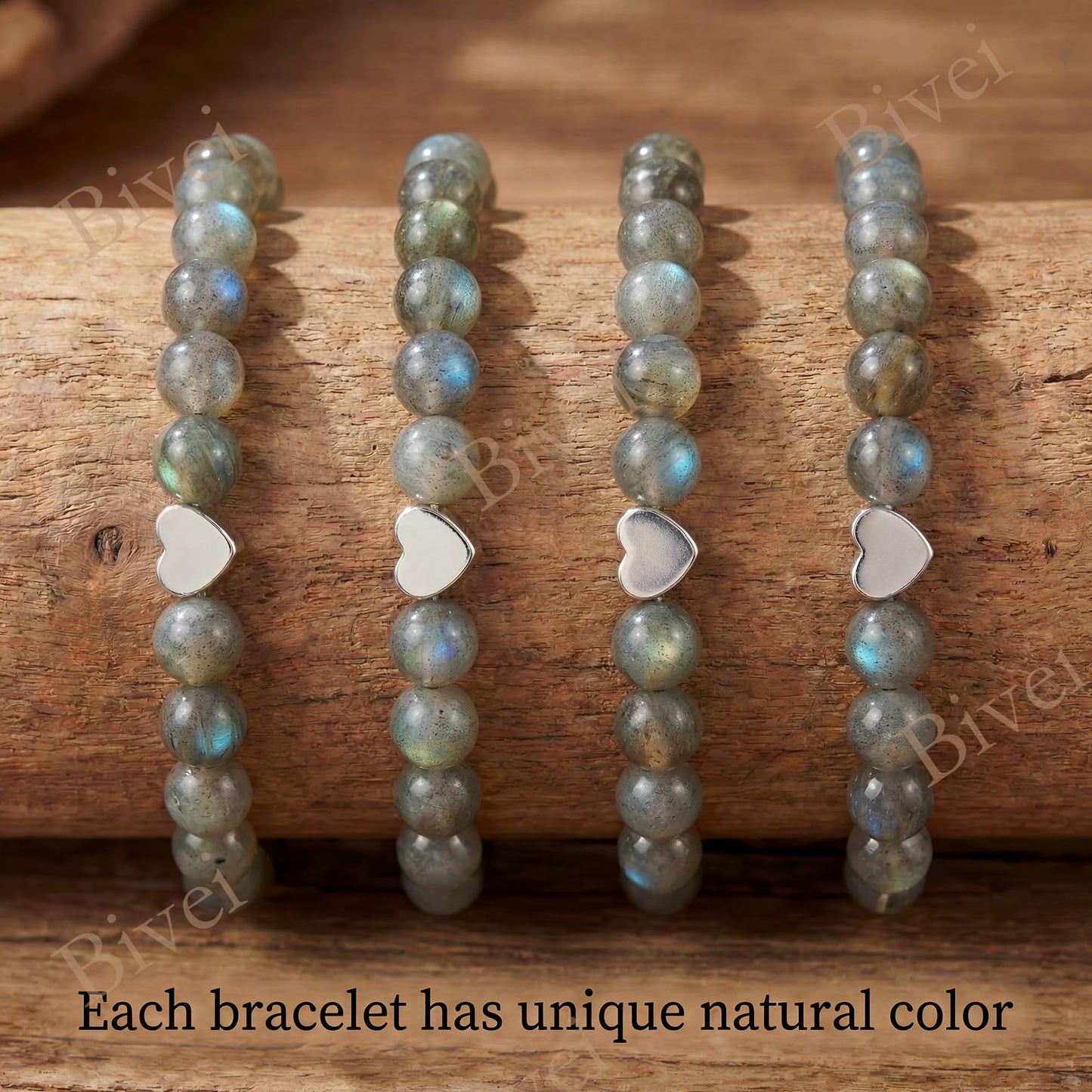 Bivei 6mm Labradorite Crystal Stretch Bracelets for Women, Handmade Natural Stone Beaded Bracelet, Yoga Protection Jewelry Gift