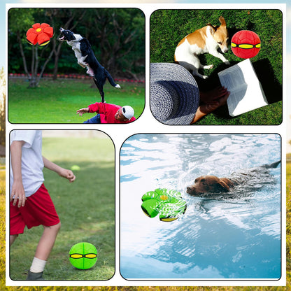 2PCS Magic Bouncing Ball, Magic Meta - Ball, Children's Magic Bouncing Balls, Dual Form Flying Saucer, Parent-Child Interaction with 3 Light Suitable for Indoor & Outdoor Play Green and Blue