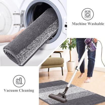 Vaukki Indoor Doormat Entryway Door Mat, Non Slip Absorbent Mud Trapper Mat Inside Floor Mat, Washable Door Carpet for Entryway (20''x32'', Grey)